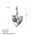 Delicado colgante de corazón en circón púrpura de 5x5mm con engaste en plata - Febrero Violeta - Plata