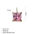 Pendente in zircone quadrato rosa 7x7mm con placcatura in oro 18K e montatura a quattro griffe - Ottobre Rosa - Oro