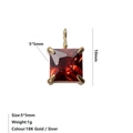 Vierkante rode zirkoon hanger 5x5mm met 18K goudzetting voor doe-het-zelf sieraden - Januari Rood Stijl / Goud