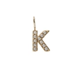 Miniature 14K gold plated letter K pendant with micro-pave sparkling crystals - Letter K / Gold