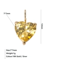Golden heart-shaped zircon pendant 7x7mm with 18K gold plated three-prong setting - November Light Yellow Heart Pendant (Gold Base)