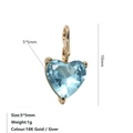 Colgante de corazón en circón azul claro y acero inoxidable dorado de 5x5 mm - Marzo Azul Claro - Dorado