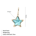 5x5mm light blue star zircon pendant with 18K gold plating for elegant jewelry making - March Light Blue - Gold
