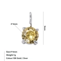 Silver-plated pendant with 4x4mm round yellow zircon stone and four-prong setting - November Birthstone Pendant (Light Yellow) / Steel