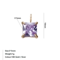 Vierkante paarse zirkoon hanger van 5x5mm in goudkleurige roestvrijstalen zetting - Februari Violet Stijl / Goud