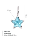 Sky blue 5mm star-shaped zircon pendant with silver stainless steel setting - March Light Blue - Silver