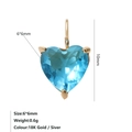 Blauer 6x6mm Herz-Zirkon-Anhänger mit Goldfassung für DIY-Schmuck und Halsketten - Dezember Seeblau - Gold