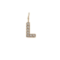 L-shaped gold letter pendant featuring sparkling inlaid stones and a smooth metal loop - Letter L / Gold