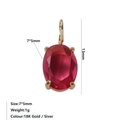 Pendentif pierre de naissance rouge ovale 7x5mm serti griffes dorées avec tailles - Juillet Rose - Or