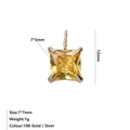 Pendente quadrato in zircone giallo 7x7mm con placcatura in oro 18K e incastonatura a griffe - Novembre Giallo Chiaro - Oro