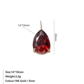 Lujoso colgante de gota en circón rojo de 14x10mm chapado en oro de 18 quilates - Rojo-Dorado