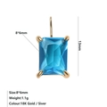 Ciondolo minimalista con gemma blu 8x6mm e montatura in oro 18K a quattro griffe - Dicembre Blu Lago - Oro