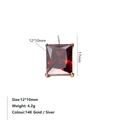 14K vergulde dieprode 12x10mm rechthoekige zirkoon hanger met een vierklauwzetting - 12*10mm Rechthoek / Rood-Goud