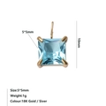 Prinses geslepen 5mm blauwe zirkoon hanger in 18K verguld roestvrij staal metaal - Maart Lichtblauw Stijl / Goud