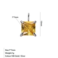 Ciondolo in zircone giallo quadrato 7x7mm con castone in argento e misure indicate - Novembre Giallo Chiaro - Argento