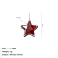 Pendentif étoile en zircon rouge avec base argentée et détails de mesure 11x11mm - Rouge-Acier