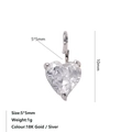 Colgante de corazón plateado con circonita cúbica clara de 5x5mm de tamaño - Abril Blanco - Plata