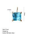 Ciondolo in zircone blu quadrato 7x7mm con montatura a quattro griffe placcata oro 18K - Dicembre Blu Lago - Oro