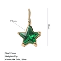 Green star-shaped zircon pendant 5x5mm in 18K gold plated stainless steel - May Green - Gold