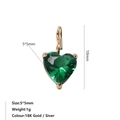 Colgante de corazón con circón verde de 5mm y baño de oro 18k para joyería artesanal - Mayo Verde - Dorado