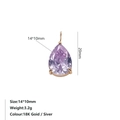 Colgante gota de lujo francés 14*10mm con gema púrpura y chapado en oro de 18 quilates - Violeta - Dorado