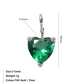 Colgante de corazón con circonita verde en engaste de plata, 5x5mm, peso 1g - Mayo Verde - Plata