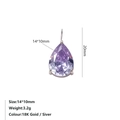 Lila birnenförmiger 14x10mm Edelsteinanhänger in 18K Goldfassung für DIY Schmuck - Violett-Silber
