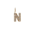 Gold plated letter N pendant set with sparkling round zircons for personalized jewelry - Letter N / Gold