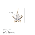 Pendentif étoile en acier inoxydable or 14K avec zircon et détails de taille - Blanc-Or