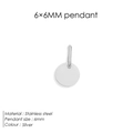 6mm minimalistischer silberner Edelstahlanhänger rund zum individuellen Gravieren - 6x6-Stahl