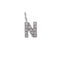 Sparkling silver crystal letter N charm pendant with pave set diamonds for jewelry DIY - Letter N / Steel