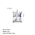 Rechthoekige 12x10mm zirkonia hanger van 14K verguld roestvrij staal metaal - 12*10mm Rechthoek / Wit-Staal