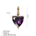 Pequeño colgante de circón morado en forma de corazón en acero bañado en oro 18K - Junio Púrpura - Dorado