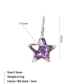 5mm purple star-shaped zircon pendant in 18K gold plating with precise size measurements - June Purple - Silver