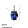 Pendentif pierre de naissance bleu foncé ovale en argent poli, taille 7x5mm - Septembre Bleu Royal - Argent