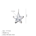 Pendentif étoile en zircone argentée avec dimensions détaillées 11x11mm - Blanc-Acier