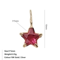 Minimalist 18K gold 5x5mm red star zircon pendant in stainless steel for jewelry making - July Rose Red - Gold