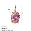 Pendentif pierre de naissance rose ovale en serti doré 18K 7x5mm pour bijoux DIY - Octobre Rose - Or