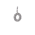 Miniature silver letter O pendant with micro-pave sparkling cubic zirconia stones - Letter O / Steel