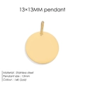 Ciondolo a disco rotondo da 13mm in acciaio inossidabile placcato oro 14K DIY - 13x13-Oro