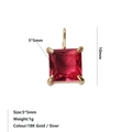 Rode vierkante 5x5mm zirkonia hanger met 18K vergulde klauwzetting voor DIY-sieraden - Juli Roosrood Stijl / Goud
