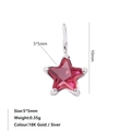 Red star zircon pendant in silver steel setting with 5x5mm dimensions and measurements - July Rose Red - Steel