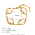 Bracelet perles baroques en acier inoxydable plaqué or 18 carats à grosses mailles - Bracelet (B0623_Gold)