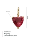 Colgante de corazón de 5mm con circón rojo y acero inoxidable chapado en oro 18K - Julio Rosa - Dorado