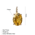 Pendentif pierre de naissance jaune ovale plaqué or 18 carats cristal de 7x5 mm - Novembre Jaune Clair - Or