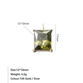 Rechthoekige hanger met groene zirkoon in 14K goud verguld roestvrij staal 12x10mm - 12*10mm Rechthoek / Olijfgroen - Goud