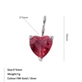 Colgante de corazón de circón rojo 5x5mm con engaste de plata de 3 garras para joyas DIY - Julio Rosa - Acero