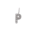 Sparkling silver-tone letter P pendant with micro-pave crystals in stainless steel - Letter P / Steel