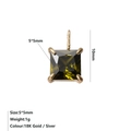 5x5mm vierkante olijfgroene zirkoon hanger met 18K vergulde roestvrijstalen zetting - Augustus Lichtgroen Stijl / Goud