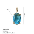 Pendentif pierre de naissance bleu ciel ovale 7x5mm en acier inoxydable doré 18K - Décembre Bleu Lac - Or